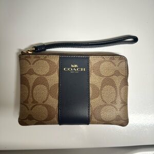 Coach Signature Brown and Black Wristlet